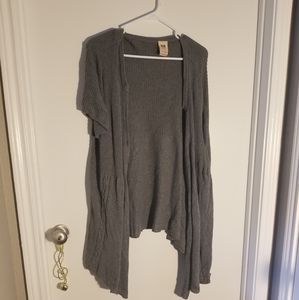 3X Gray Short Sleeved Cardigan